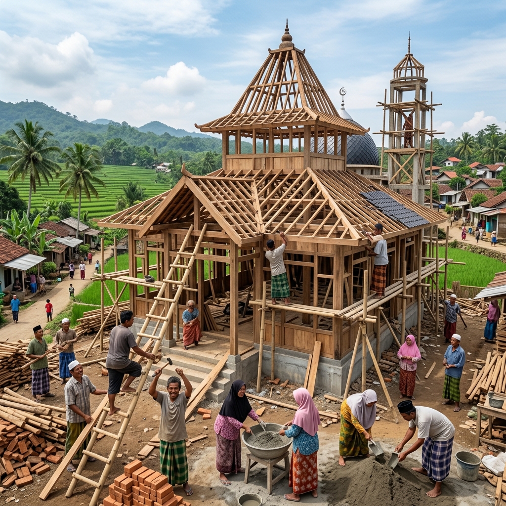 Pembangunan Masjid Al-Ikhlas Desa Sukamaju